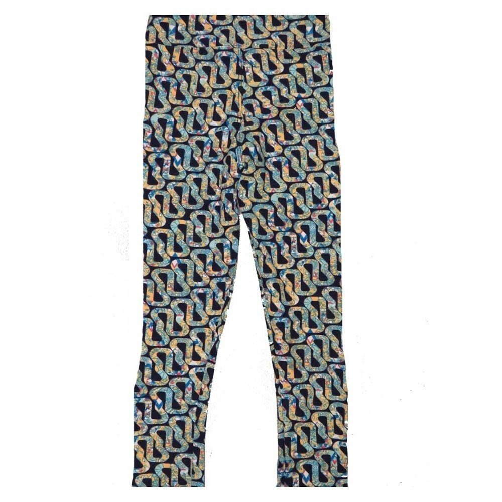 LuLaRoe Kids Sm-Med S/M Stripe Geometric Continuous Weave Buttery Soft Leggings fits sizes 2-6