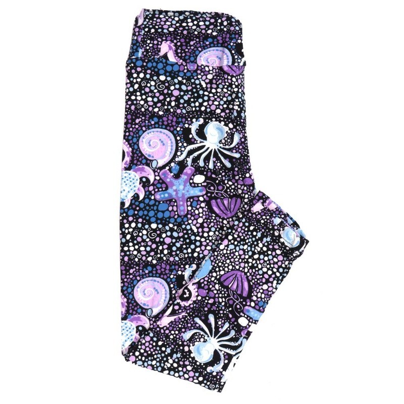 LuLaRoe Kids Sm-Med S/M Under the Sea Octopus Starfish Snail shells Seahorse Leggings fits kids sizes 2-6  1501-A56-123351