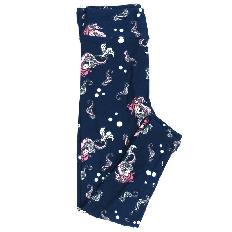 LuLaRoe Kids Sm-Med S/M Mermaids Seahorses Leggings fits kids sizes 2-6  1504-C14-192650
