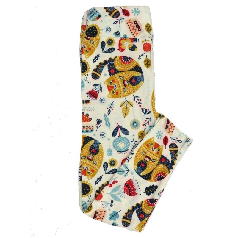 LuLaRoe Kids Sm-Med S/M Cats Kittens Ornate Floral Leggings fits kids sizes 2-6  1505-A60-257144