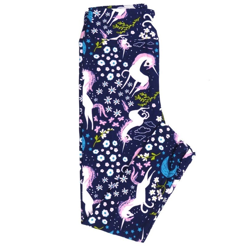 LuLaRoe Kids Sm-Med S/M Unicorns Floral Stars Clouds Leggings fits kids sizes 2-6  1507-A29-178856