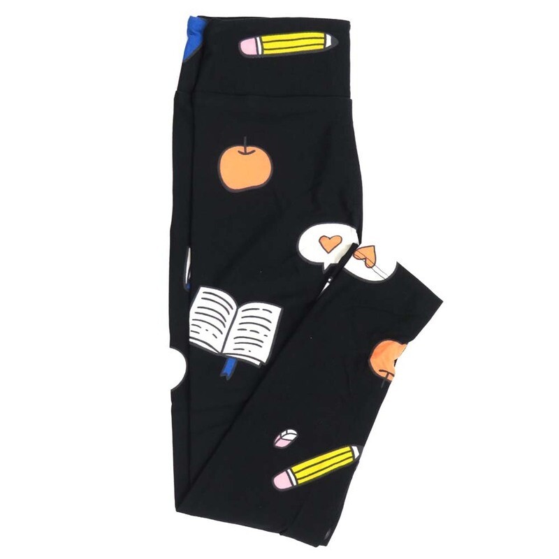 LuLaRoe Kids Sm-Med S/M School Days Book Pencil Eraser Apple Leggings fits kids sizes 2-6  1510-D8-977855