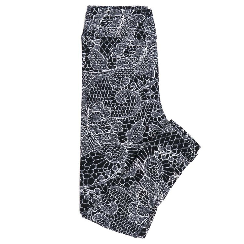 LuLaRoe Kids Sm-Med S/M Elegant Lace Knit Black White Gray Leggings fits kids sizes 2-6  1511-A29-642602