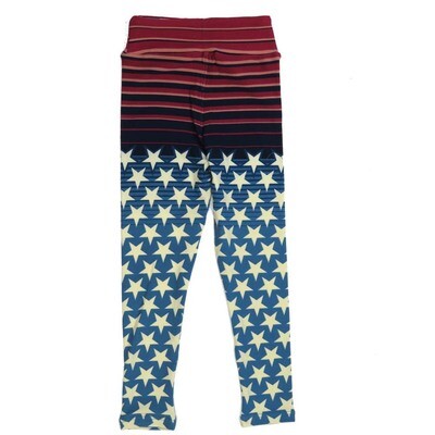 LuLaRoe Kids Sm-Med S/M Americana USA Stripes Stars Black Blue White Red Buttery Soft Leggings fits sizes 2-6 1341-W