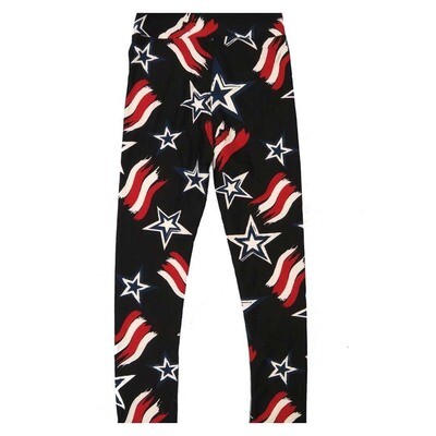 LuLaRoe Kids Sm-Med S/M Americana USA Flag Stars and Stripes Buttery Soft Leggings fits sizes 2-6