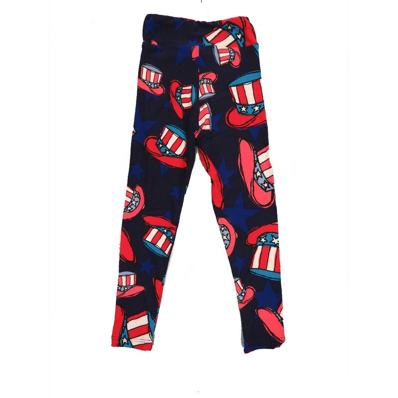 LuLaRoe Kids Sm-Med S/M Americana USA Uncle Sam Hat Buttery Soft Leggings Buttery Soft Leggings fits sizes 2-6