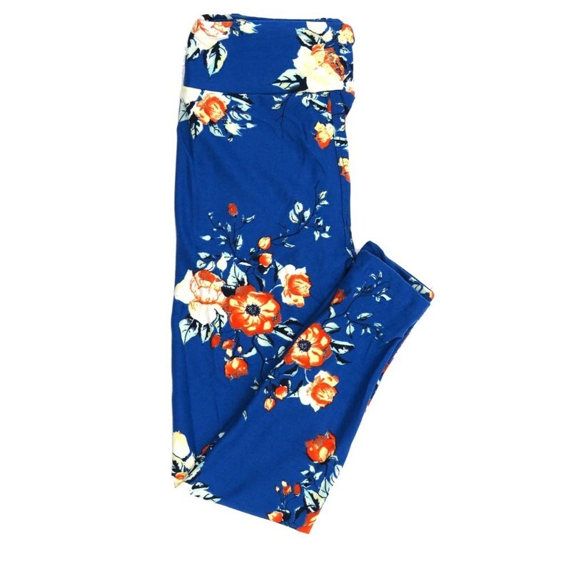 LuLaRoe Kids Sm-Med S/M Floral Blue Black Whtie Yellow Leggings fits kids sizes 2-6  1509-B8-025442