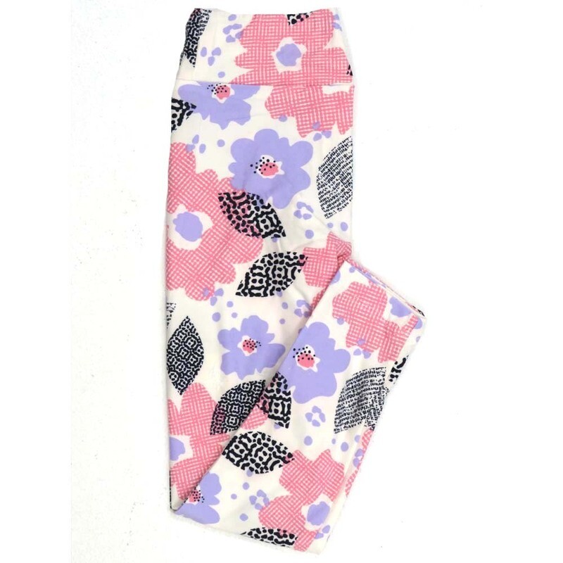 LuLaRoe Kids Sm-Med S/M Leaves Floral Polka Dots Leggings fits kids sizes 2-6  1503-B17-116454