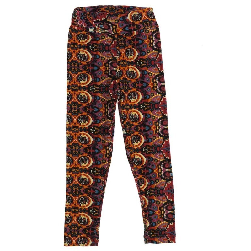 LuLaRoe Kids Sm-Med S/M Floral Trippy 70s Buttery Soft Leggings fits sizes 2-6  1341-I