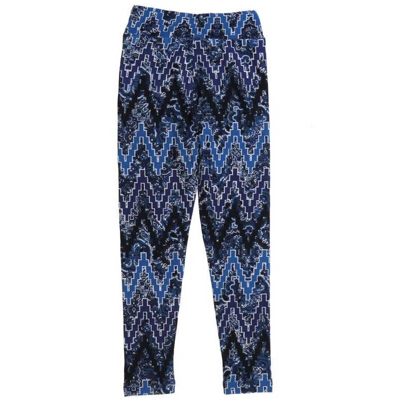LuLaRoe Kids Sm-Med S/M Floral Zig Zag Stripe Buttery Soft Leggings fits sizes 2-6  1340-V