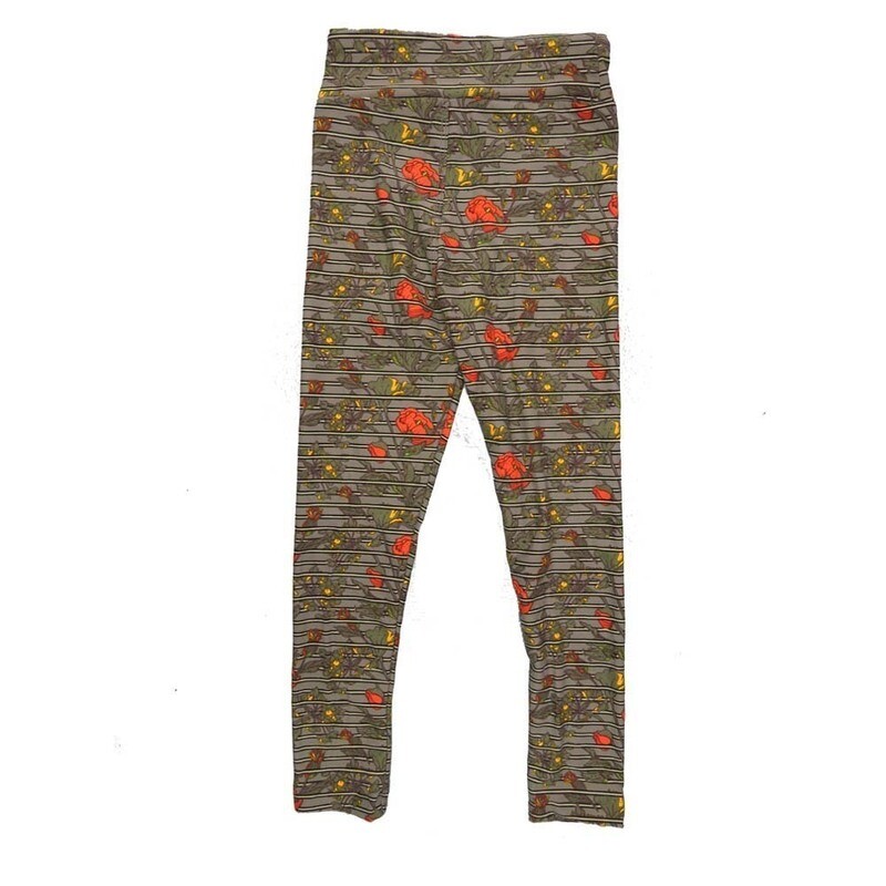 LuLaRoe Kids Sm-Med S/M Floral Striped Buttery Soft Leggings fits sizes 2-6