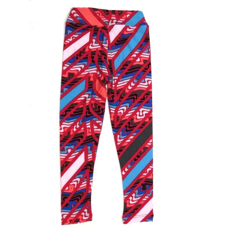 LuLaRoe Kids Sm-Med S/M Striped 70s Trippy Wavy Buttery Soft Leggings fits sizes 2-6  1335-P2