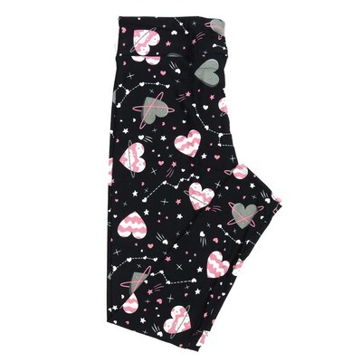 LuLaRoe Kids Sm-Med S/M Valentines Space Hearts Zodiac Signs Big Dipper Constellations Black White Pink Stars Kids Leggings fits kids sizes 2-6 1422-A