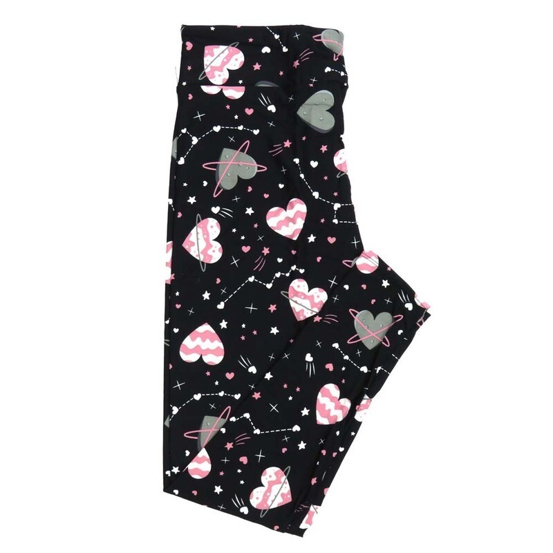 LuLaRoe Kids Sm-Med S/M Valentines Space Hearts Zodiac Signs Big Dipper Constellations Black White Pink Stars Kids Leggings fits kids sizes 2-6  1422-A