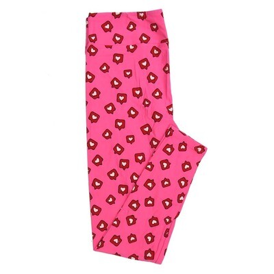 LuLaRoe Kids Sm-Med S/M Valentines Speech Bubble Hearts Pink Red Black Kids Leggings fits kids sizes 2-6 1415-A