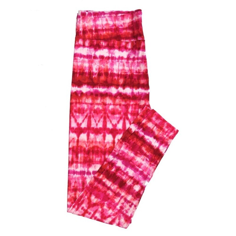 LuLaRoe Kids Sm-Med S/M Valentines Tye Dye Stripe Pink Red Kids Leggings fits kids sizes 2-6  1408-A