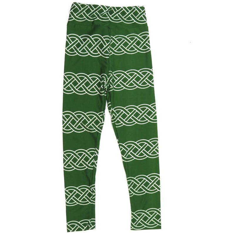 LuLaRoe Kids Sm-Med S/M Lucky Irish Celtic Knots Green Buttery Soft Leggings fits sizes 2-6  1343-J