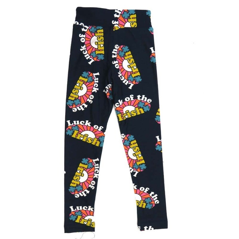 LuLaRoe Kids Sm-Med S/M Lucky Irish LUCK OF THE IRISH Green White Buttery Soft Leggings fits sizes 2-6  1343-K