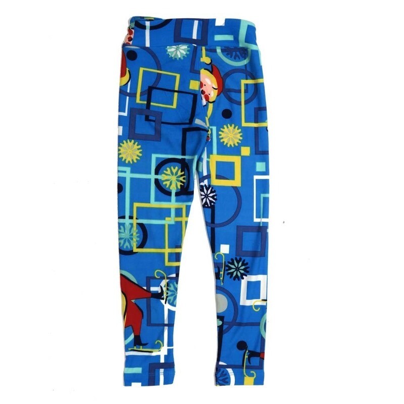 LuLaRoe Kids Sm-Med S/M Christmas Holiday Santa Claus Snowflakes Buttery Soft Leggings fits sizes 2-6  1335-I