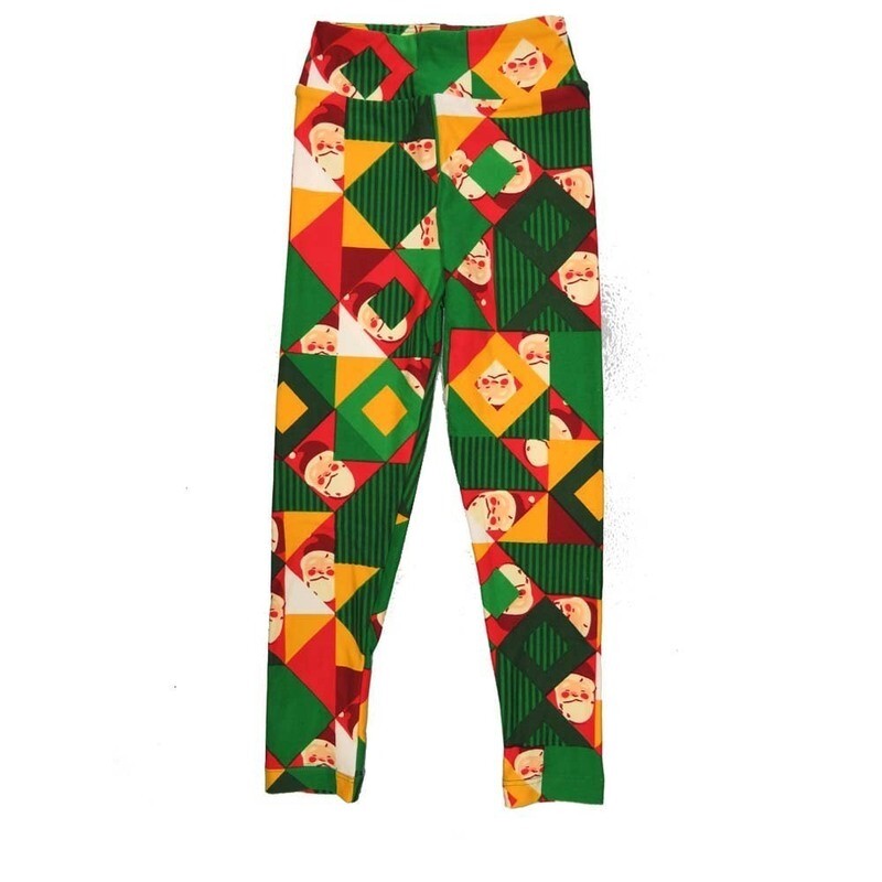 LuLaRoe Kids Sm-Med S/M Christmas Holiday Santa Claus Geometric Buttery Soft Leggings fits sizes 2-6