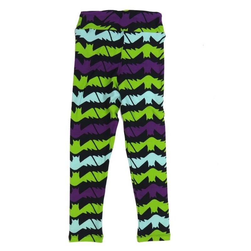 LuLaRoe Kids Sm-Med S/M Halloween Vampire Bats Stripe Black White Yellow Magenta Buttery Soft Leggings fits sizes 2-6  1343-P2