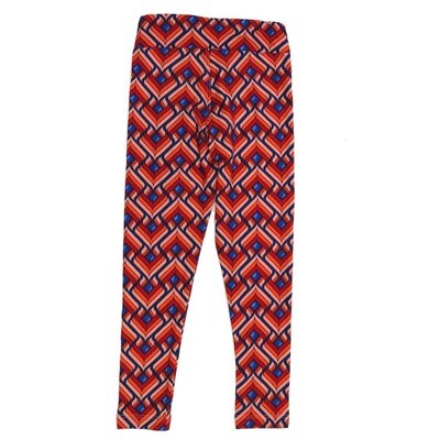 LuLaRoe Kids Sm-Med S/M Geometric Trippy Ribbon Red Pink Blue Buttery Soft Leggings fits sizes 2-6 1340-D