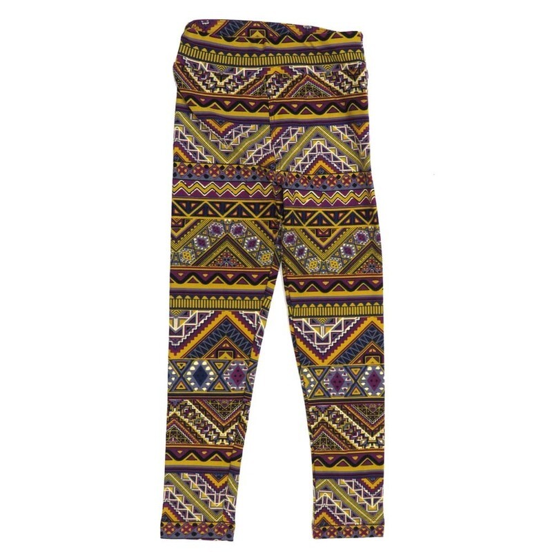 LuLaRoe Kids Sm-Med S/M Geometric Stripe Zig Zag Multicolor Buttery Soft Leggings fits sizes 2-6  1340-I