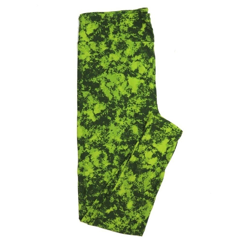 LuLaRoe Kids Sm-Med S/M Geometric Dark Lime Dark Green Abstract Buttery Soft Leggings fits sizes 2-6  1304-12