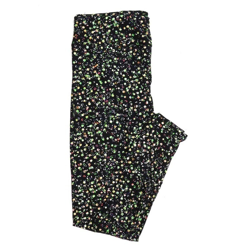 LuLaRoe Kids Sm-Med S/M Polka Dot Black Lime White Pink Buttery Soft Leggings fits sizes 2-6  1301-18