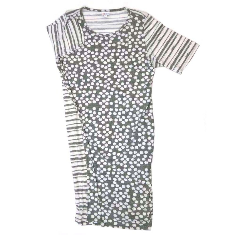 LuLaRoe JULIA h XXX-Large (3XL) Double Sided Polka Dot Stripes Form Fitting Knee Length Dress fits Womens sizes 24-26 H-3XL-260 LuLaRoe JULIA h XXX-Large (3XL) Double Sided Polka Dot Stripes Form Fitting Knee Length Dress fits Womens sizes 24-26 H-3XL-260