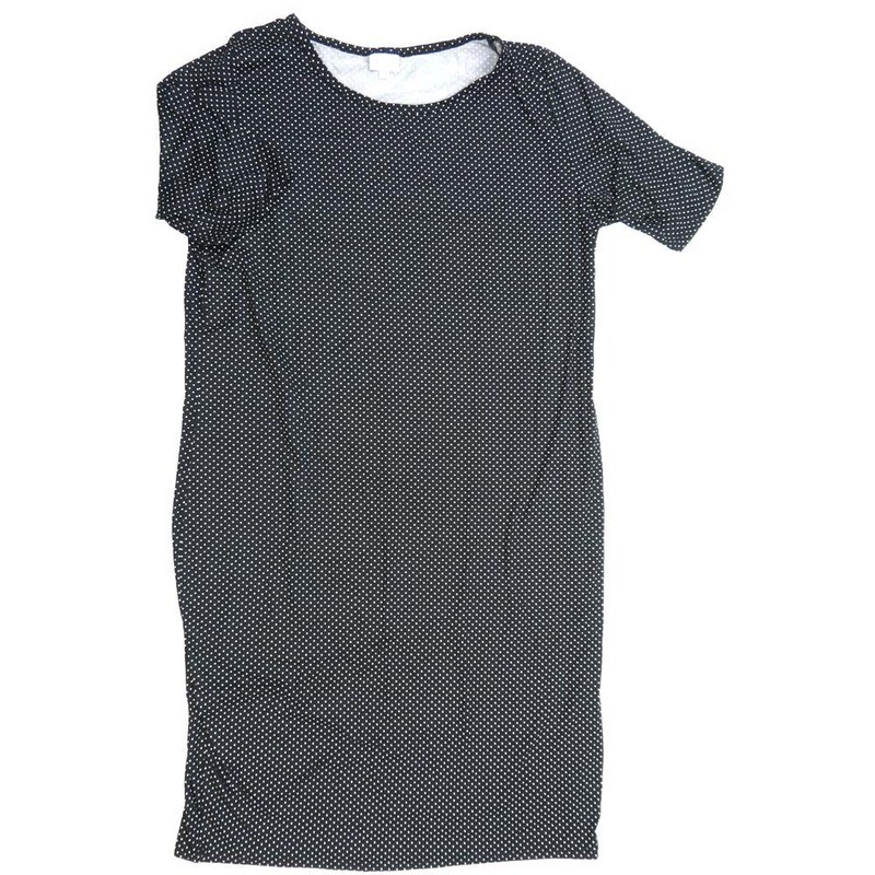 LuLaRoe JULIA h XXX-Large (3XL) Micro Polka Dot Black White Blue Form fitting Knee Length Dress fits Womens sizes 24-26 3XL-207 LuLaRoe JULIA h XXX-Large (3XL) Micro Polka Dot Black White Blue Form fitting Knee Length Dress fits Womens sizes 24-26 3XL-207