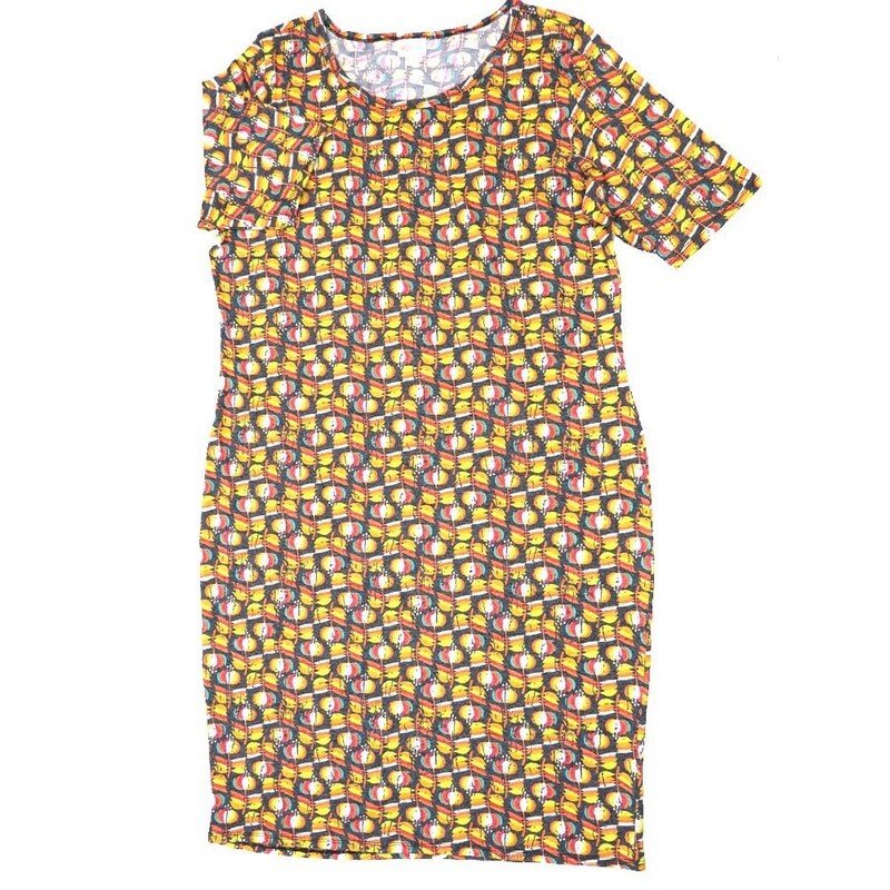 LuLaRoe JULIA h XXX-Large (3XL) Geometric Stripes Form Fitting Knee Length Dress fits Womens sizes 24-26  H-3XL-257