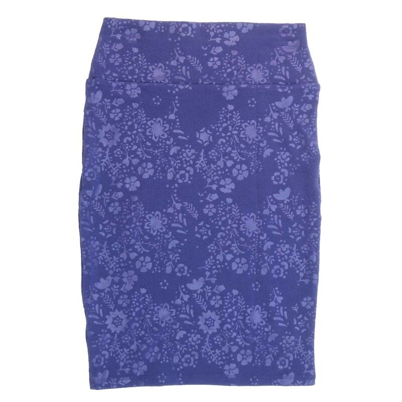 LuLaRoe Cassie b X-Small XS Floral Purple Blue Womens Knee Length Pencil Skirt fits sizes 2-4  XS-202
