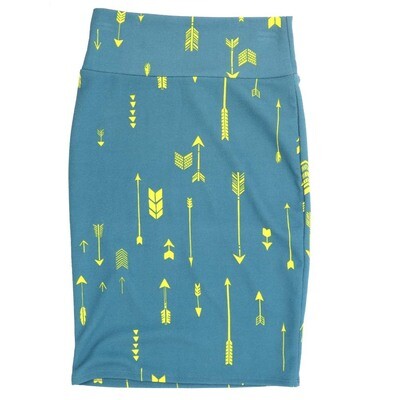 LuLaRoe Cassie b X-Small XS Arrows Chevrons Green Yellow Womens Knee Length Pencil Skirt fits sizes 2-4 XS-206-B