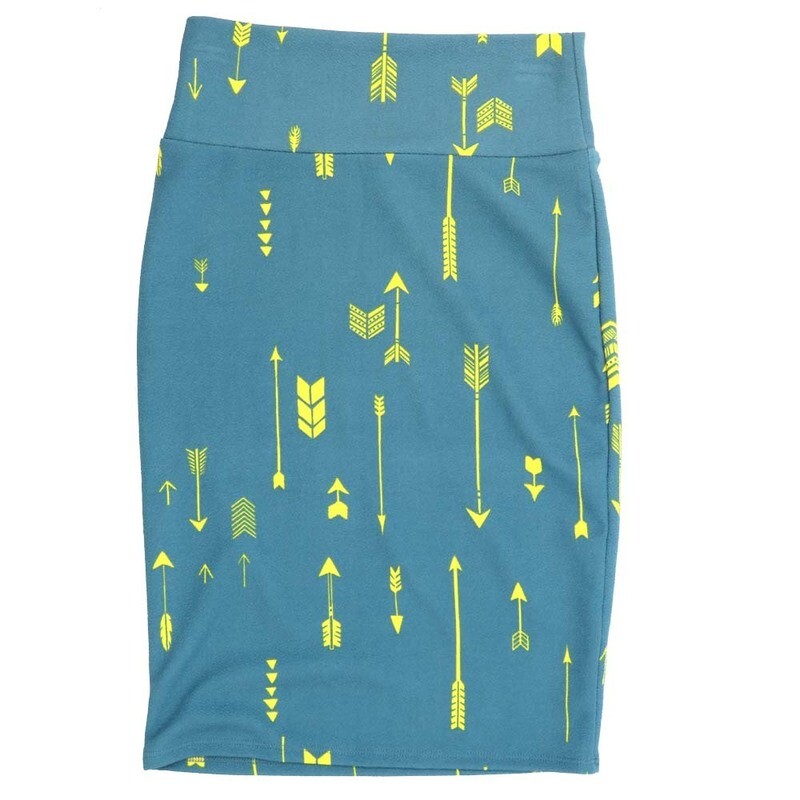 LuLaRoe Cassie b X-Small XS Arrows Chevrons Green Yellow Womens Knee Length Pencil Skirt fits sizes 2-4  XS-206-B