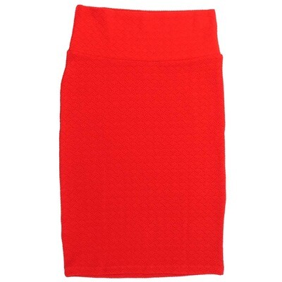 LuLaRoe Cassie b X-Small XS Solid Embossed 3 Stripe Parquet Red Womens Knee Length Pencil Skirt fits sizes 2-4 XS-207-C