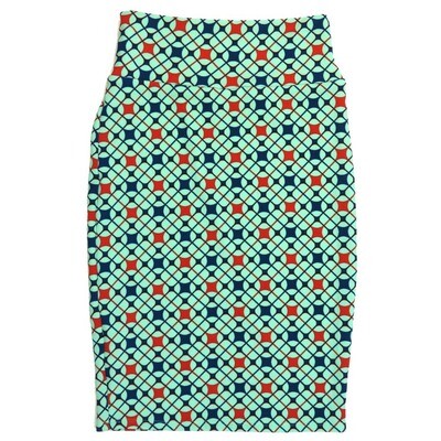LuLaRoe Cassie b X-Small XS Geometric Mandala Beige Red Gray Womens Knee Length Pencil Skirt fits sizes 2-4 XS-212