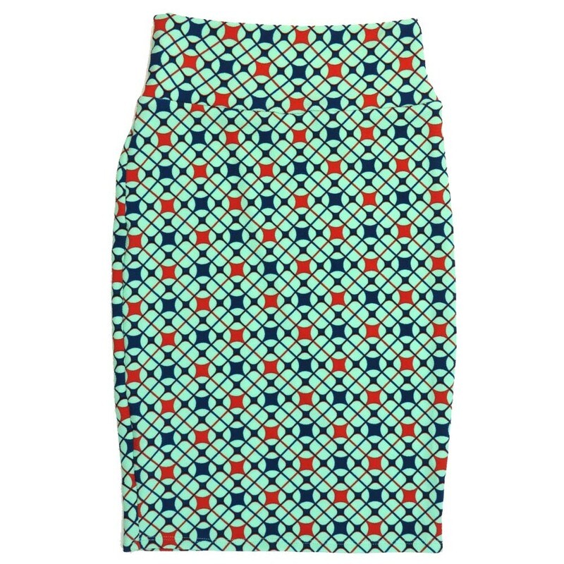LuLaRoe Cassie b X-Small XS Geometric Mandala Beige Red Gray Womens Knee Length Pencil Skirt fits sizes 2-4  XS-212