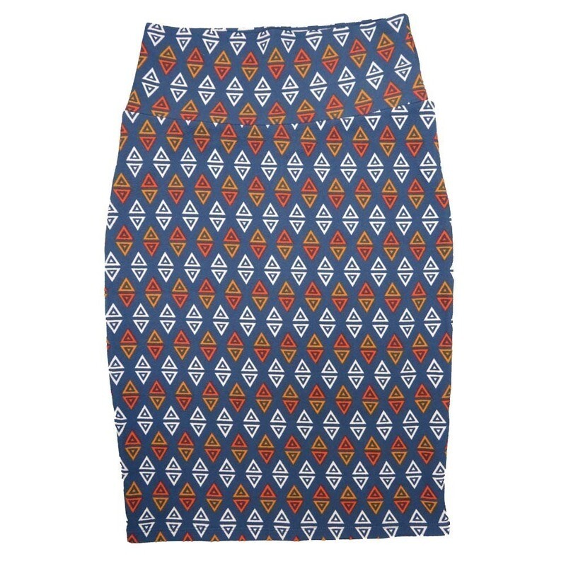 LuLaRoe Cassie b X-Small XS Geometric Triangle Polka Dot Blue White Orange Womens Knee Length Pencil Skirt fits sizes 2-4 XS-94 LuLaRoe Cassie b X-Small XS Geometric Triangle Polka Dot Blue White Orange Womens Knee Length Pencil Skirt fits sizes 2-4 XS-94