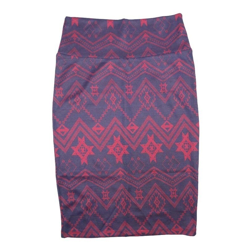 LuLaRoe Cassie b X-Small XS Geometric Aztek Southwestern Blue Pink Womens Knee Length Pencil Skirt fits sizes 2-4  XS-90