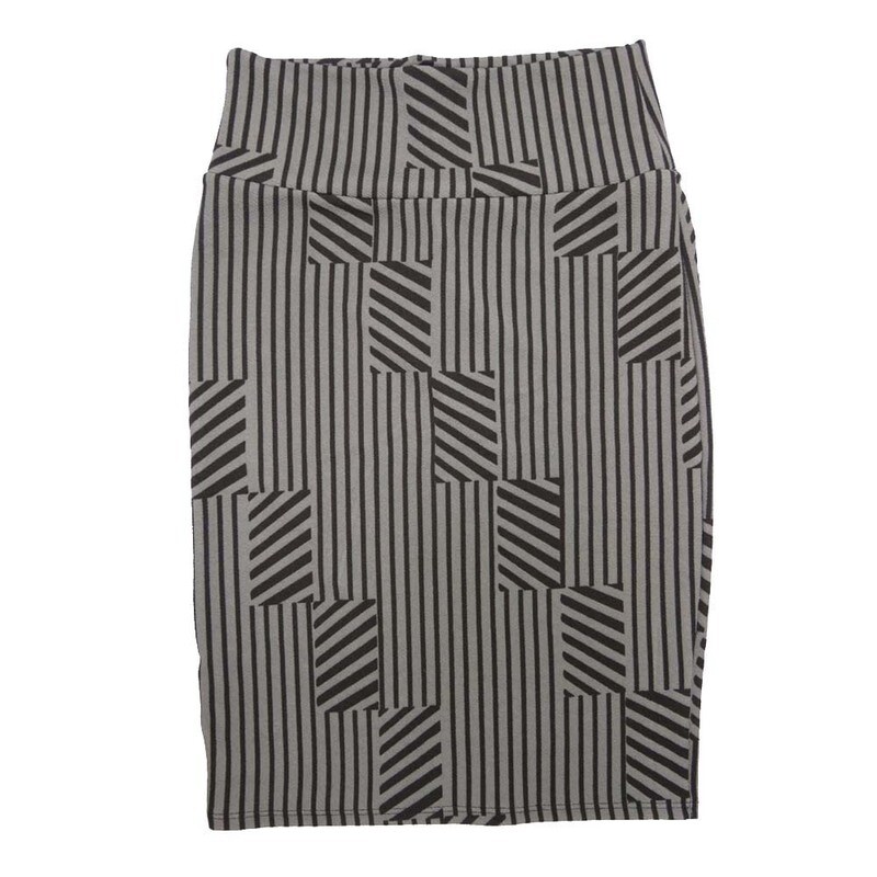 LuLaRoe Cassie b X-Small XS Stripe Black Gray Womens Knee Length Pencil Skirt fits sizes 2-4  XS-89B