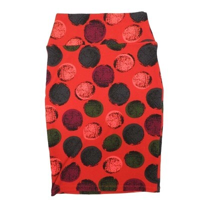 LuLaRoe Cassie b X-Small XS Polka Dot Red Blue Maroon Womens Knee Length Pencil Skirt fits sizes 2-4 XS-87