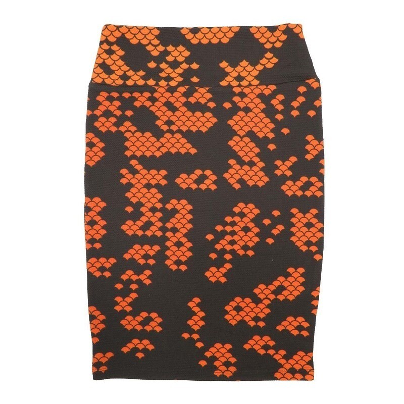 LuLaRoe Cassie b X-Small XS Geometric Polka Dot Black Orange Womens Knee Length Pencil Skirt fits sizes 2-4  XS-85