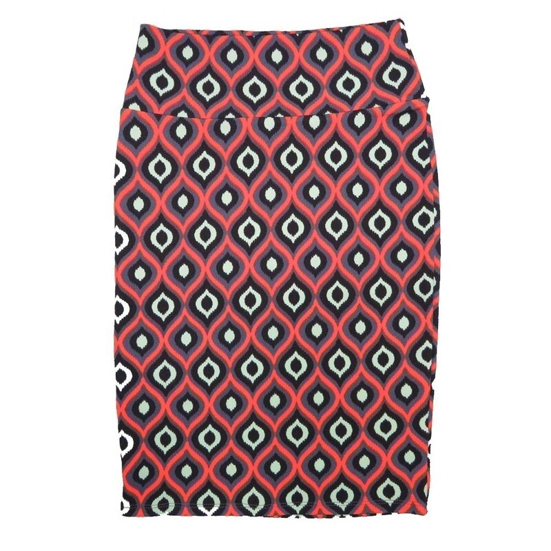 LuLaRoe Cassie b X-Small XS Trippy Geometric Black Pink Light Green Womens Knee Length Pencil Skirt fits sizes 2-4  XS-86