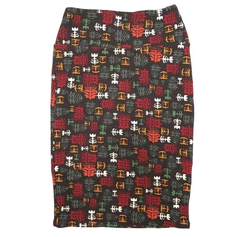 LuLaRoe Cassie b X-Small XS Geometric Floral Black White Gray Womens Knee Length Pencil Skirt fits sizes 2-4  XS-62D