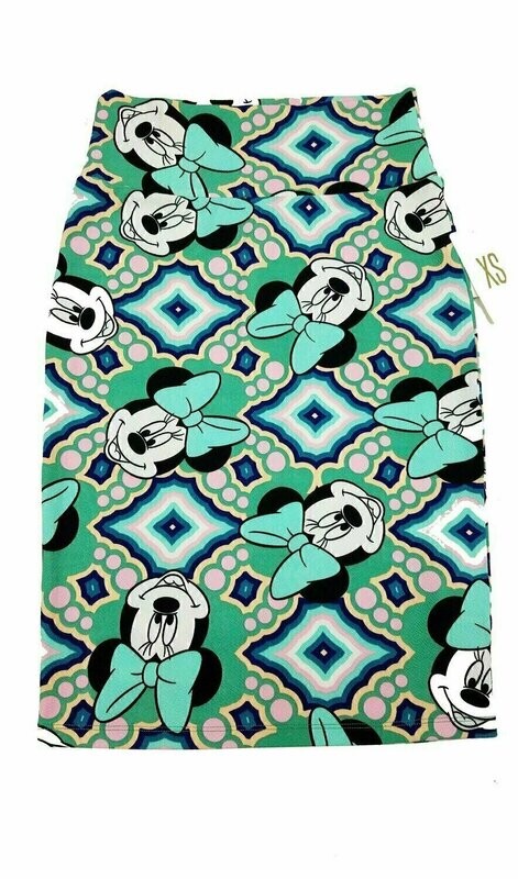 LuLaRoe Cassie b X-Small XS Disney Minnie Mouse Geometric Gods Eye Womens Knee Length Pencil Skirt fits sizes 2-4  XS-61