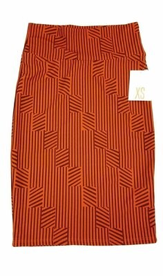 LuLaRoe Cassie b X-Small XS Stripe Geometric Red Black Womens Knee Length Pencil Skirt fits sizes 2-4 XS-56