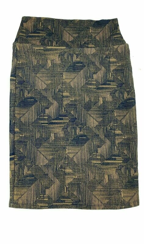 LuLaRoe Cassie b X-Small XS Stripe Geometric Navy Yellow Black Womens Knee Length Pencil Skirt fits sizes 2-4  XS-53