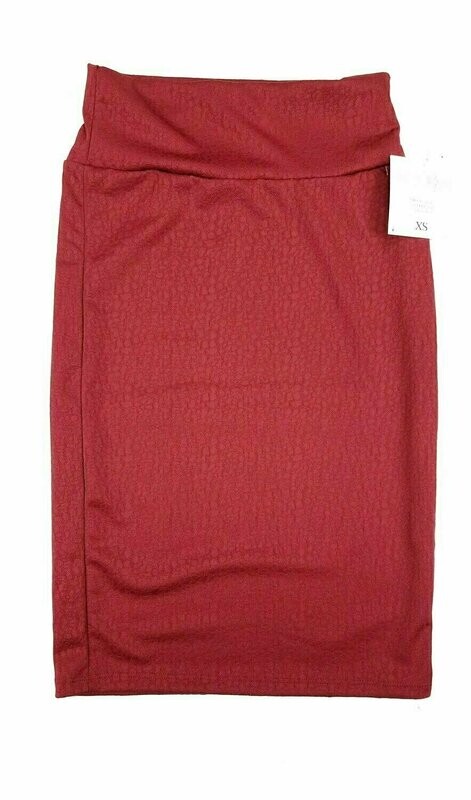LuLaRoe Cassie b X-Small XS Embossed Faux Alligator Skin Red Womens Knee Length Pencil Skirt fits sizes 2-4  XS-51