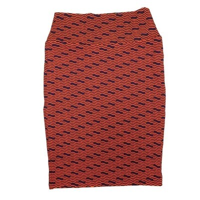 LuLaRoe Cassie b X-Small XS Wavy Trippy Stripe Black Orange Womens Knee Length Pencil Skirt fits sizes 2-4 XS-100